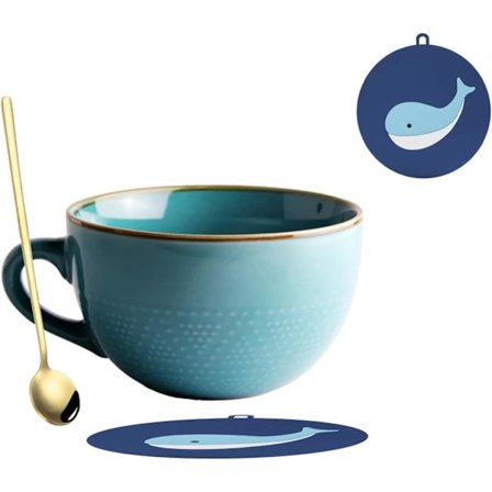 【PP】700 ML Stort Keramisk Kaffekrus, Korn Soppekrus/Kaffekrus/Salatskål (uten Underlag og Skje)