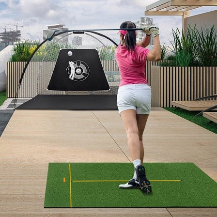 Golf-slåmåtte med 2 gummi-tees, 2 justeringspinde og 6 tee-positioner, 152 x 92 cm, tykkelse 32 mm