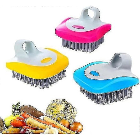 3 kpl Vihannesharja Perunankuorija, Hedelmä- ja vihannesten puhdistusharja, Joustavat harjakset mukavalla otteella