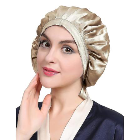 Silkehette, 19 Momme Silke Natt Sovehette Justerbar Hår Wrap F