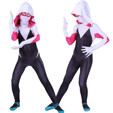 Halloween Ghost Spider Gwen med Maske Cosplay Kostume Børn Z
