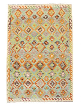 Tkany Ręcznie Kilim Afgan Old Style Dywan 174X256 Wełniany Brunatny/Ciemny Żółty