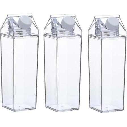 3-pack mjölkförpackningsflaska klar fyrkantig mjölk plast läckagesäker kopp-yyc