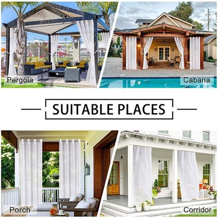 Häivytystä kestävä läpikuultava ulkoverho, vedenpitävä auringonsuodatin, yksityisyyttä suojaava verho, kestävä kangas, pellavatyylinen muotoilu, 