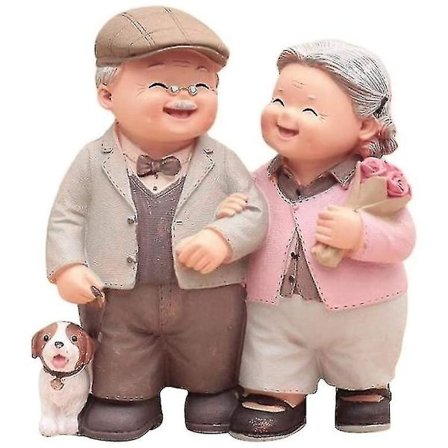 Äldre par figurer i harts, statyer av gammalt gift par, bröllopsdag, kärlekspar skulpturer, tårtdekorationer