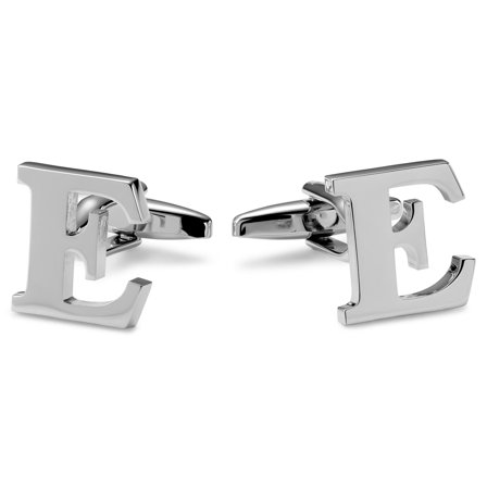 Silver-tone Initial E Cufflinks for Men