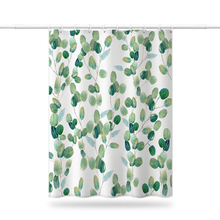 Duschdraperi Vattentätt Gröna Växtblad Gardin 150X180CM_jar