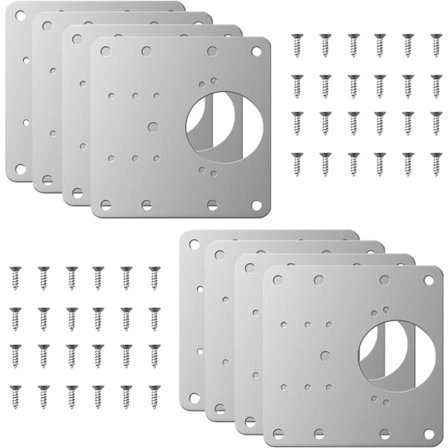 Pakke med hængselreparationsplader, hængselreparationssæt til køkkenskabe, monteringssæt til dørhængsler i rustfrit stål – yux