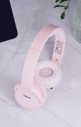 STREETZ BT210 Bluetooth headphones, mic, foldable, pink