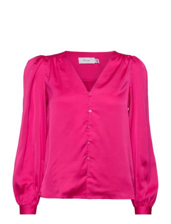 Viellette V-Neck L/S Shirt/Su - Blus Långärmad Rosa Vila
