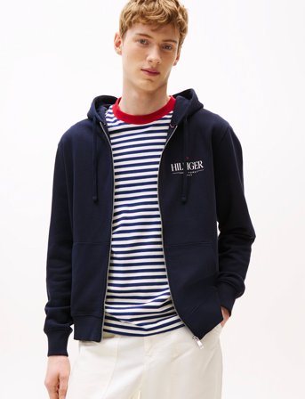 Tommy Hilfiger Hilfiger Stacked Hooded Zip Th - Navy - M