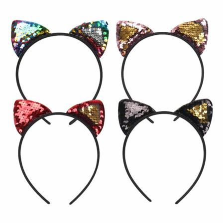 Kimaltelevat kissan korvat hiuspanta Kissan korvanauha hiuspanta Naisten tyttöjen halloween-karnevaaliasu Cosplay Party Pack 4 kpl
