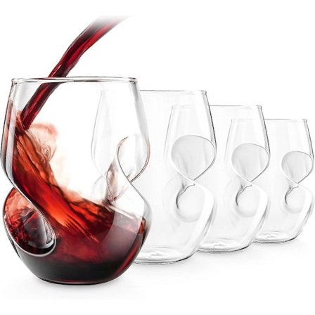 Sett med 4 rødvinsglass - 473 ml håndblåst glass