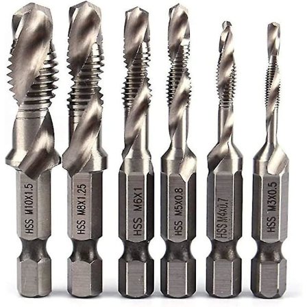 6-osainen Iave Combi Tap Bit -setti 1/4'' Hss M3-m10 Ruuvi Kuusiokoloinen Varsi Upotus