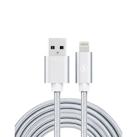 Sign Usb Till Lightning Kabel, 2.1a, 2m, Nylon - Silver Silver
