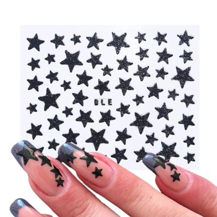 5 stk 3D negleklistremerker Negleklistremer Fargerike stjerner Glitte