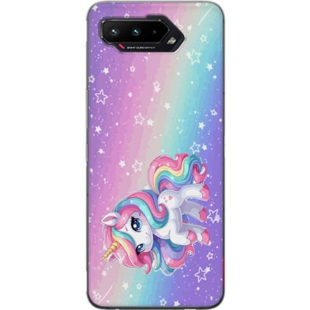 Yhteensopiva Puhelinkuori Asus ROG Phone 5 Stitch polaroid-kehyksissä sinisillä pastellisävyillä ja suloisilla ilmeillä kollaaseissa sydämillä