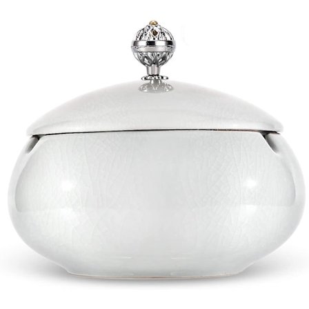 Utendørs Askebeger Med Lokk, Keramisk Sigaraskebeger Lukket Anti-lukt Design Marokkansk Stil For Utendørs Hage Terrasse Hvit