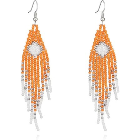 Heyone Långa pärlörhängen med tofsar – Stora bohemiska statement-örhängen med dinglande pärlor för kvinnor, Stora handgjorda boho-statement...