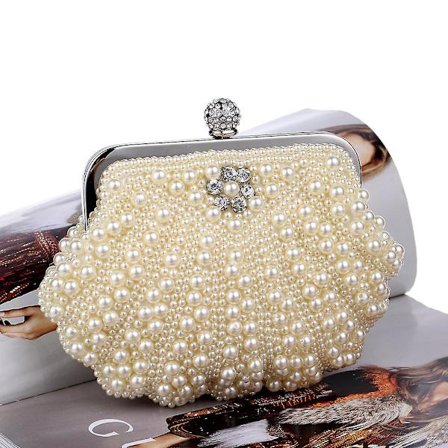 Dammode Pearl Bankett Väska Klänning Evening Clutch - Beige
