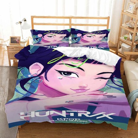 Anime Dynetrekksett 140*200cm Demon Hunter Mikrofiber Dynetrekk Putetrekk Sengetøy for Gutter Jenter Gave