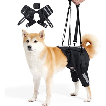 Koiran nostovaljaat, vammaisen koiran valjaat, takajaloille irrotettavalla kahvalla ja säädettävällä narulla (S)