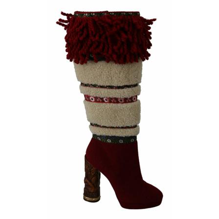 Dolce & Gabbana, Wool Shearling Wooden Booties Czerwony, Kobieta, Rozmiar: 39 EU