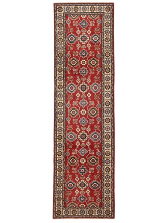 Tapete Kazak Fine 81X294 Passadeira Vermelho Escuro/Preto (Lã, Afeganistão)