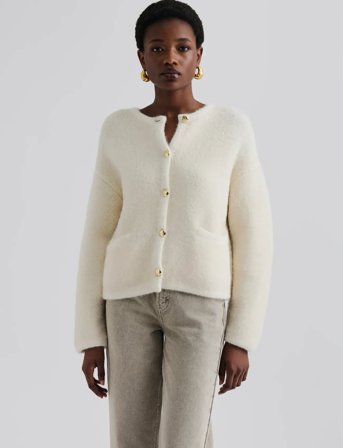 Malina Carly Wool Blend Cardigan - Cream - L