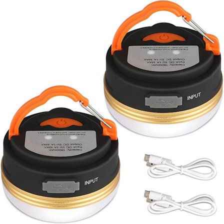 Camping Lykta [2 Pack] Uppladdningsbara Batteri Tältlampor, Vatten