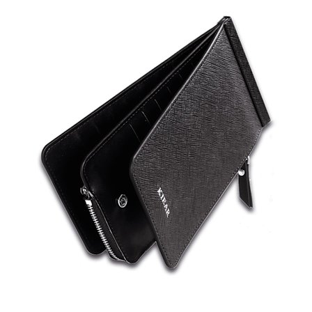 Läderplånbok för män med dragkedja, ny enkel dragkedja, affärspärm