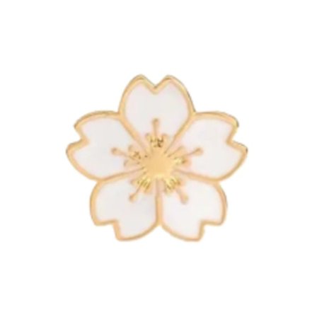 Brosch - Pin - Blomma - Vit