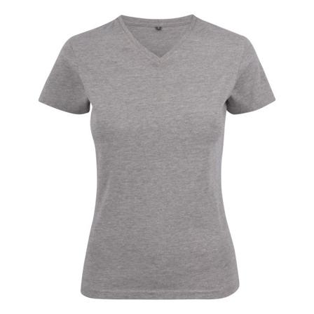 Printer Heavy V-neck Lady T-shirt Grå flettet Gråbroget, Tøj