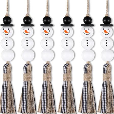 Snögubbe Pärlkrans Julgran Trä Bondgård Pärla Rustik Hängande Pärla Rutig(6)