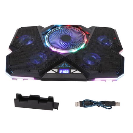 Kjølematte for gaming-laptop, 12 RGB-moduser, 7 høydeinnstillinger, LED-skjerm for 12 til 17,3 tommers laptoper