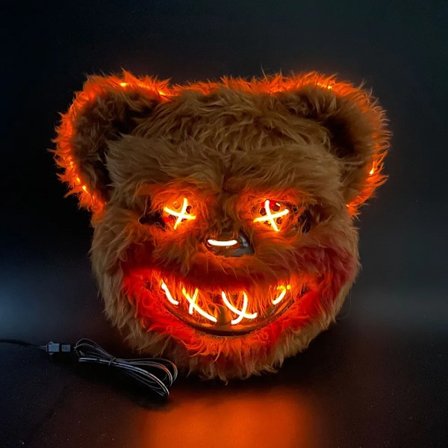 Horror Bloody Kanin Bear Maske Halloween LED Lysende Dyr Simulering Pels Maske Cosplay