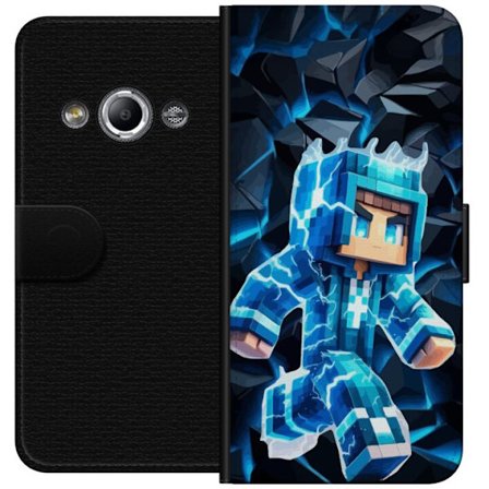 Kompatibel Tegnebogsetui til Samsung Galaxy Xcover 3 Blokbaseret helt i blåt energi rustning med elektriske effekter futuristisk gaming illustration