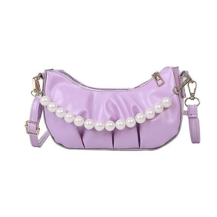 Plisserade pärlväskor Crossbody-handväskor Mode enfärgade axelväskor för kvinnor Populära Enkel kvinnlig