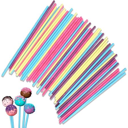 Sett med 50 pinner for lollipops og kakepops, papirpinner for