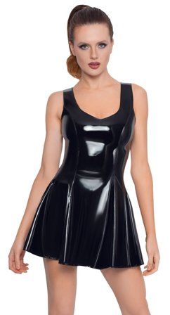 Black Level: Vinyl Dress With Flared Skirt - Vuxen: Sexy klær