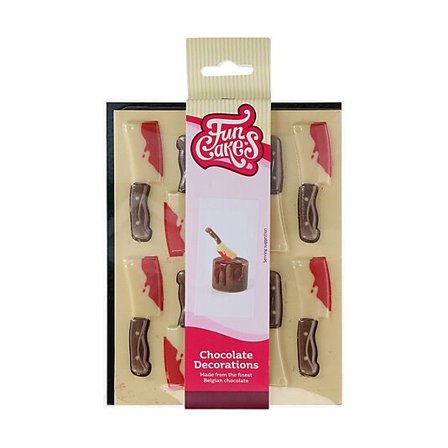 FUNCAKES Sjokoladedekorasjon blodige kniver 10stk