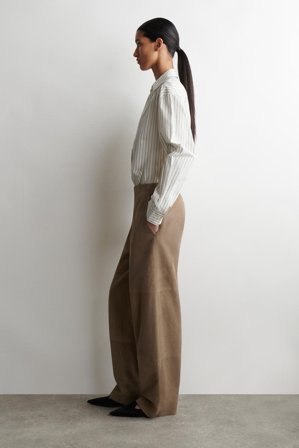 COS Women's Pantaloni In Pelle Scamosciata A Gamba Dritta in Beige