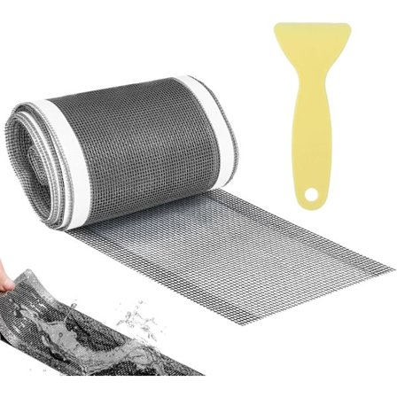 Hårsil dusch - 100 mm x 10 m - engångs avloppssil - hårfångare för avlopp - engångs duschavlopp - nätavloppssil med plastspatel