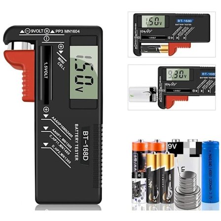 Digital batteritestare, universell batteritestare, batteritestare, för AA, AAA, C, D, PP3, 9V, 1,5V, knappcellsbatterier