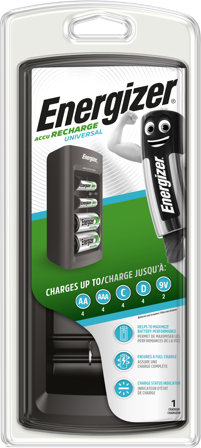 Energizer Accu Recharge Lader AA, AAA, C, D og 9 V, Elfordeling & strømforsyning
