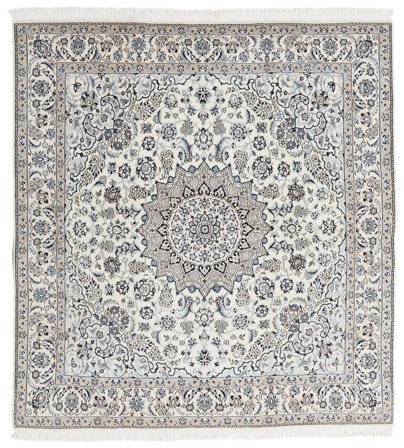 Nain Fine 9La Teppich Orientalischer Quadratisch Grau/Beige (Wolle, Persien)