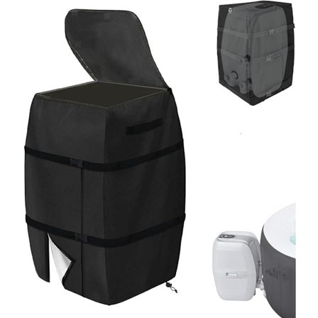 Boblebaddeksel - med glidelåsåpning - oppblåsbar badekar-pumpe deksel - 420D Oxford-duk, vanntett og støvtett - 43x38x54 cm - svart