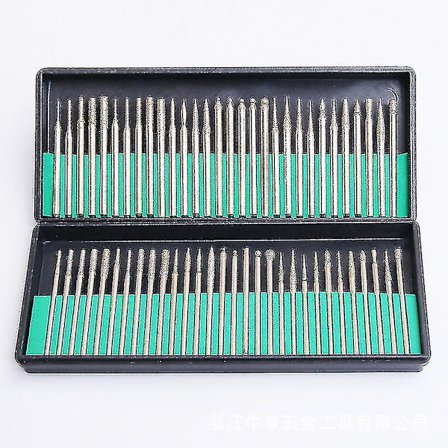 60 st 3 mm Jade Snideri Slip Nål Smärgel Diamant Slip Huvud Diamant Slipstift