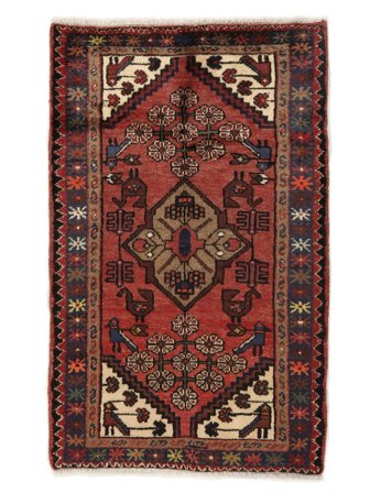 Tkany Ręcznie Hamadan Dywan 75X118 Perski Wełniany Czarny/Ciemnoczerwony Mały