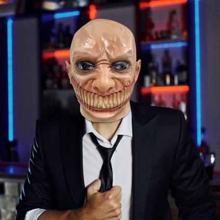 Halloween Horror Huvudbonad Latex Clown Mask Djävul Ansiktsöverdrag Terror Läskig Gagtand Demon Halloween Mask Cosplay Kostym Rekvisita B